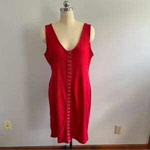 Love J Ribbed Hook and Eye Tank Dress- Red- Size 3X